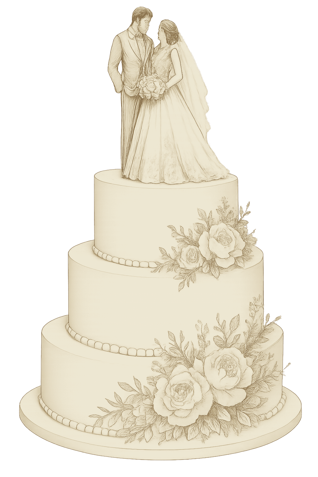 Ilustración de pastel de boda
